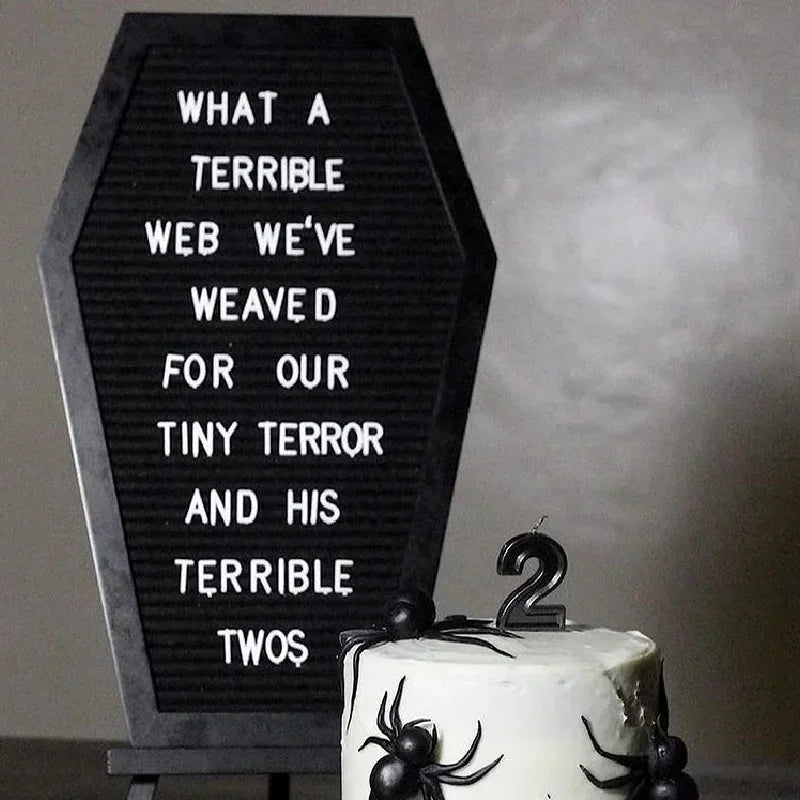 40x28cm Coffin Letter Board Black With Spooky and Wooden Stand -Gothic Halloween Home Decor Spooky Gifts Decorations Christmas