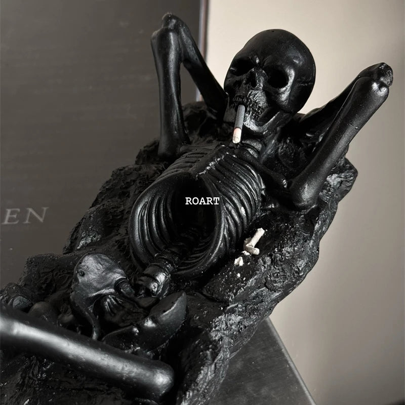 Lying Skull Incense Holder Resin Gothic Skeleton Ash Catcher For Home Table Decor Halloween Centerpiece For Teens And Adults